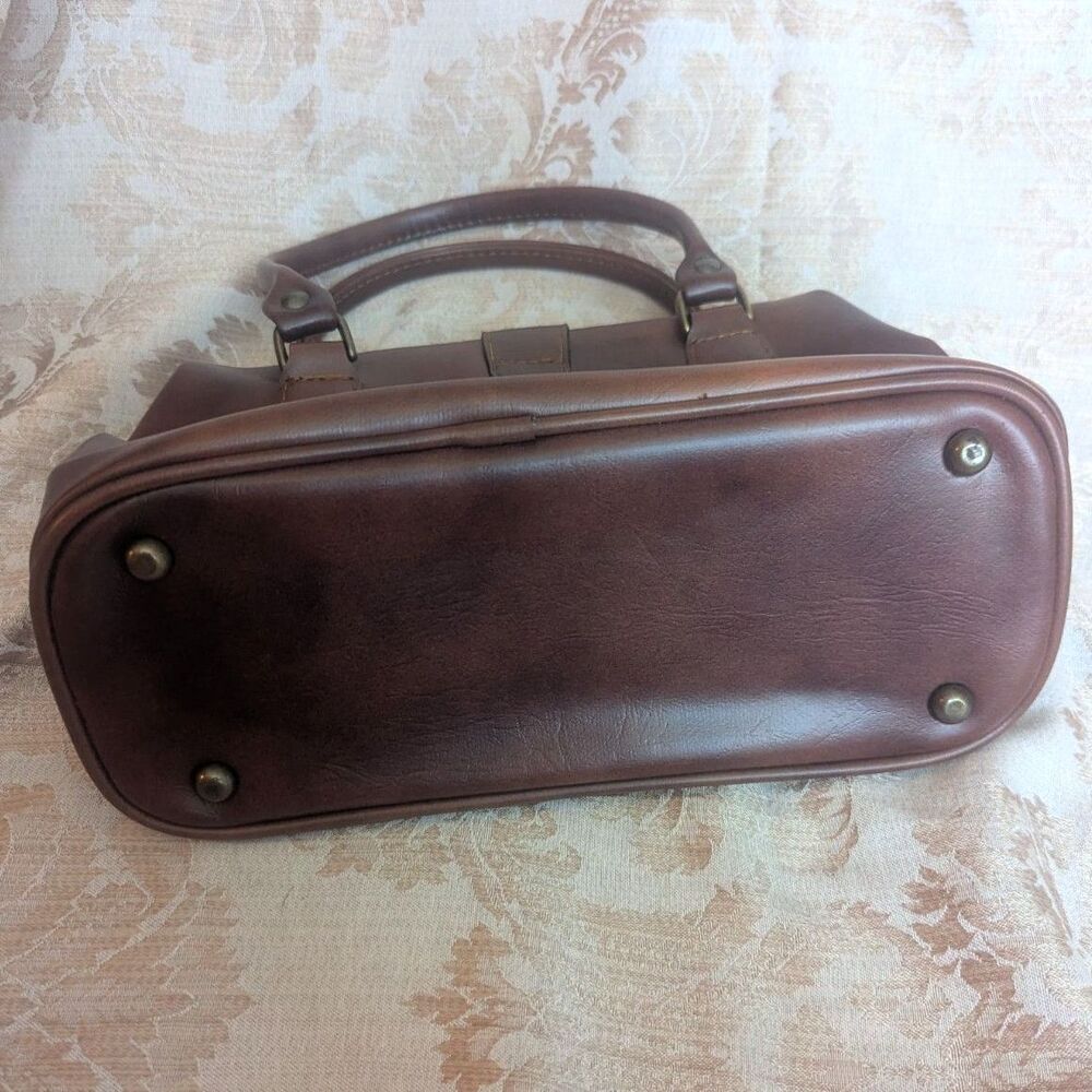 Vintage 70s 80s Leather Patchwork Animal Print Satchel Bag - Picture 6 of 11